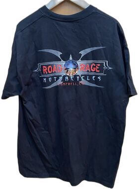 Vintage ROAD RAGE T-Shirt Biker Motorbike Motorcycle Campbell CA Mens XL Black